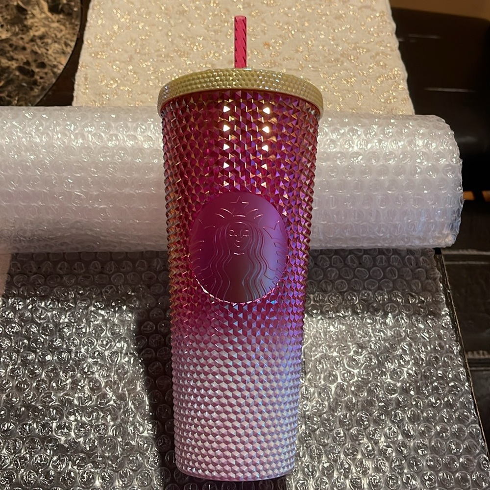 ✨ Starbucks 2024 Ruby Gold Iridescent Gradient Studded Bling Tumbler
